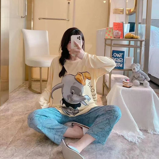 Imported High Quality Comfortable Girls Ladies Dumbo Sleeping Suit Nightwear 2 Piece Pajamas Set SK_20
