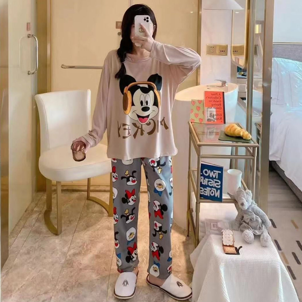 Imported High Quality Comfortable Girls Ladies Micky Mouse Sleeping Suit Nightwear 2 Piece Pajamas Set SK_24