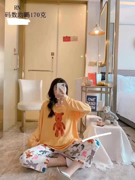 Imported High Quality Comfortable Girls Ladies Teddy Sleeping Suit Nightwear 2 Piece Pajamas Set SK_26