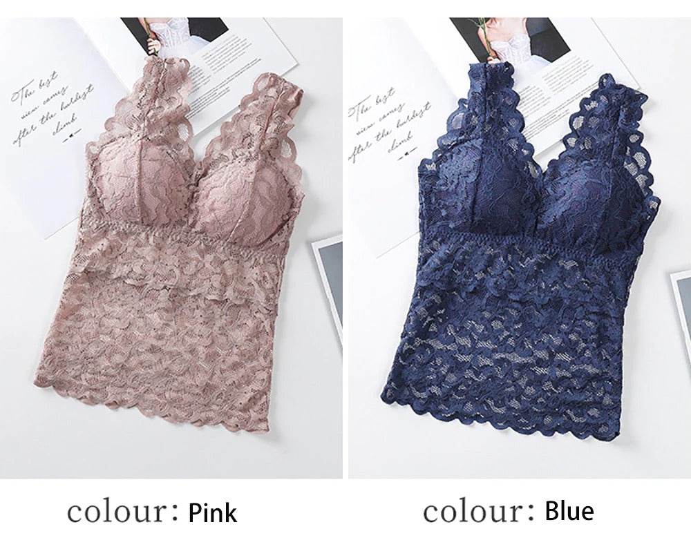 Lace Bralette Removable Padded Camisole T-Shirt (8828)