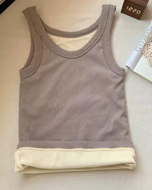 Women Soft Velvet Stuff Tank Sleeveless Undershirt (2934)