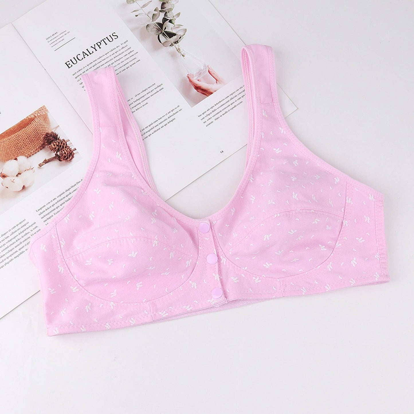 Front Open Three Button Cotton Nursing Bra (NB526)