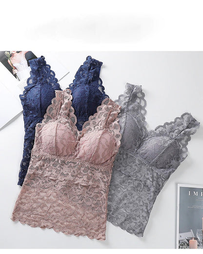 Lace Bralette Removable Padded Camisole T-Shirt (8828)
